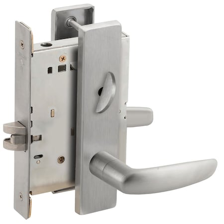 Schlage Grade 1 Bed Bathroom Privacy Mortise Lock, 07 Lever, L Escutcheon, Satin Chrm Fnsh, Field Reversible L9040 07L 626